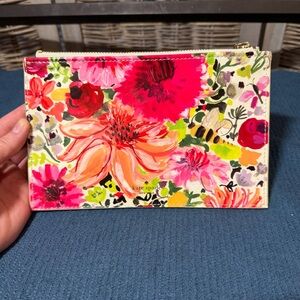 Kate Spade Dahlia Floral Pencil Pouch/Cosmetics Bag with Bold Hues